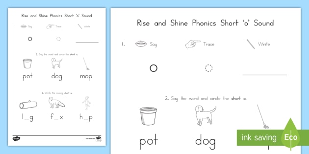 Rise And Shine Phonics Short 'o' Sound Morning Worksheet