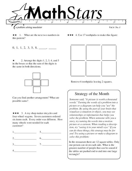 Math Stars A Problem | Free Worksheets Samples