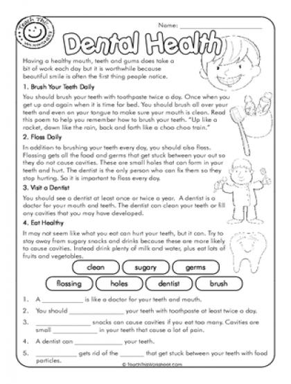 Dental Health Printable Worksheets