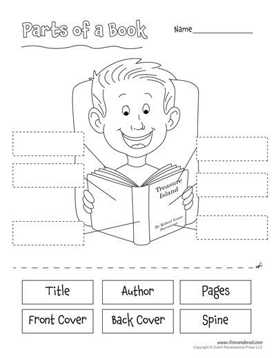 Parts Of A Book Worksheet For Kids