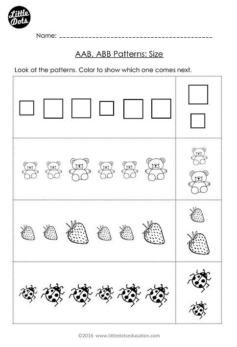 Free Aab And Abb Patterns Worksheet For Kindergarten Level  Color