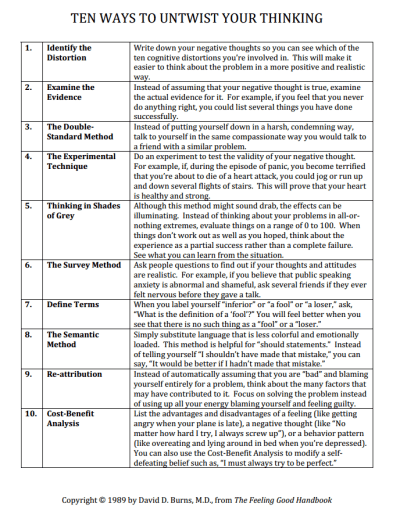 Cognitive Distortions Worksheet