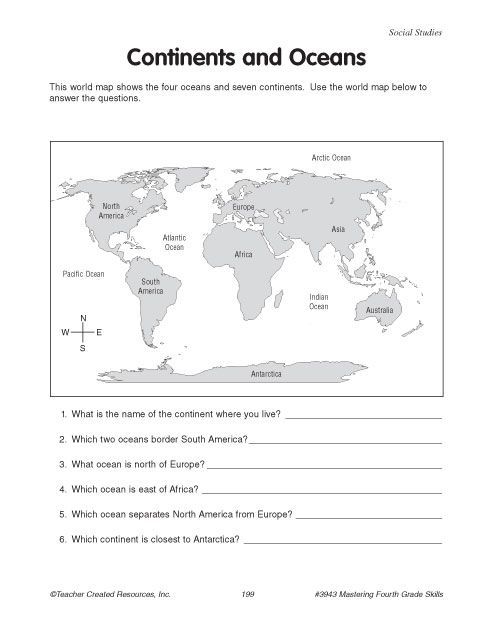 Geography Ocean Worksheets