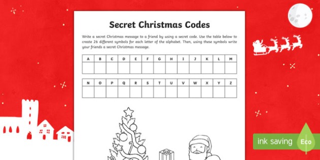 Secret Christmas Codes Worksheet   Worksheet
