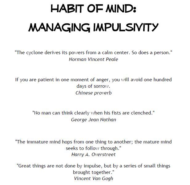 Impulsivity Control Worksheets