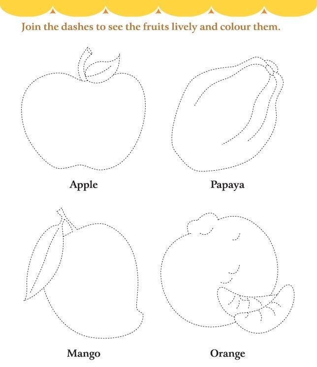 Fruits Trace Line Worksheet For Kids (3)