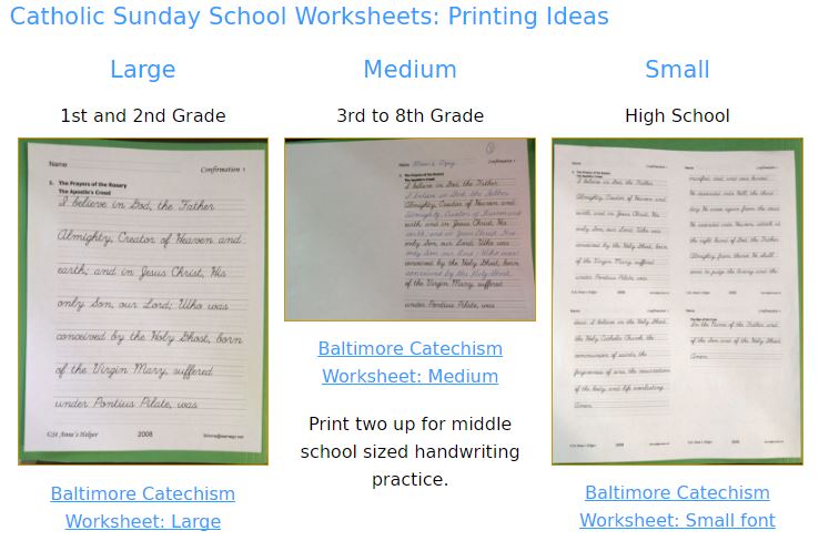 Catholic Cursive Writing Worksheets â¤+â¤ Baltimore Catechism