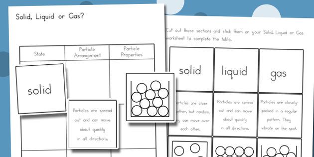 Solid, Liquid, Gas Worksheet