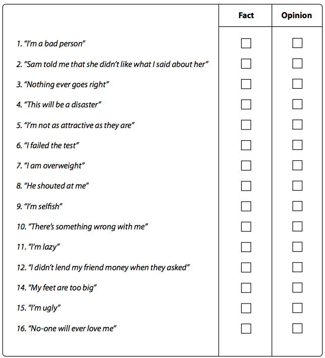 Cognitive Behavioral Therapy Worksheets