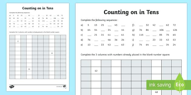 Counting By 10s Worksheet Counting By 2 5 10 Free Worksheets