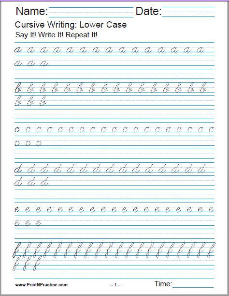 50+ Cursive Writing Worksheets â­ Alphabet, Sentences, Advanced