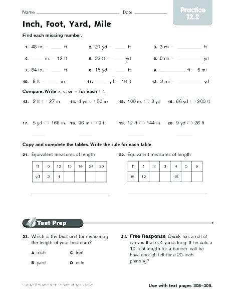 Customary Measurement Worksheets Estimating Grade Estimation
