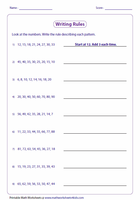 Writing Rules  Number Pattern