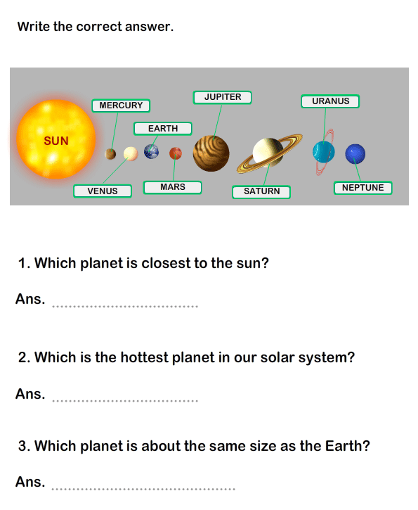 Solar System Worksheet 15