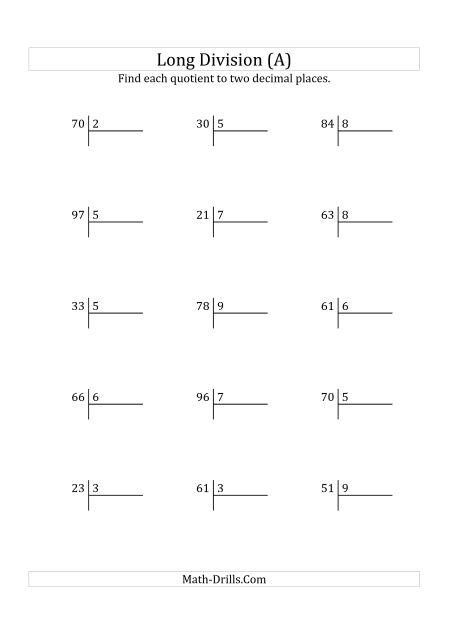 Division Worksheets 100 Problems 4th Grade