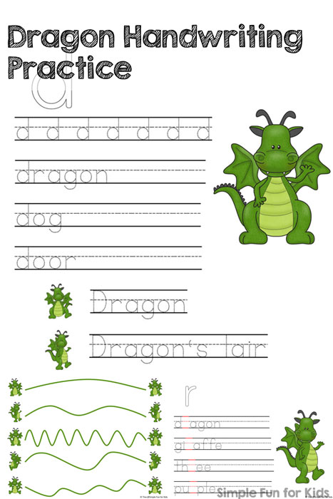 Dragon Handwriting Practice Printable