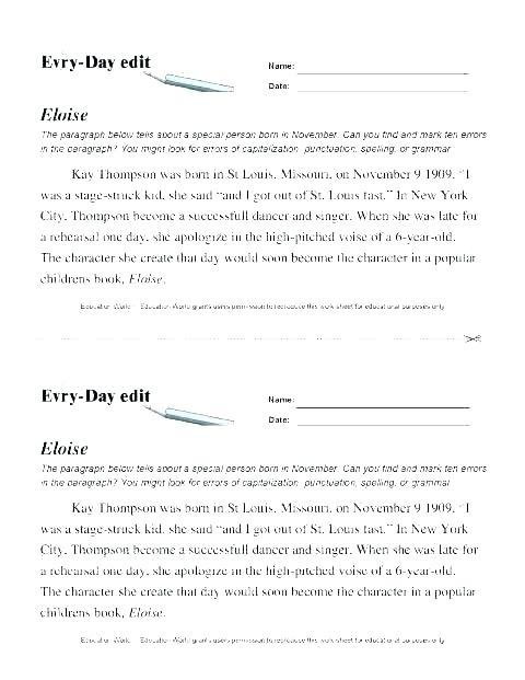 Elementary Grammar Worksheets Common For School Printable