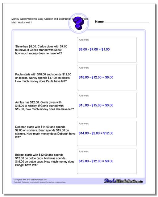 Addition And Subtraction With Extra Facts