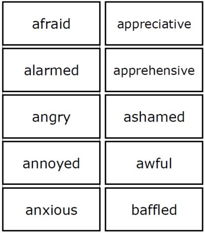 Words To Describe Feelings Worksheets