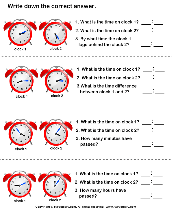 Find Start Time End Time And Time Difference Worksheet