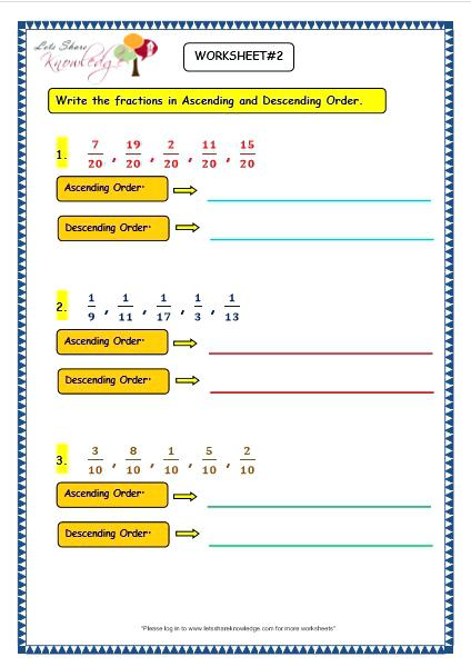 Fraction Worksheets For Grade 1 Grade 3 Maths Worksheets Ascending