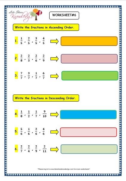 Grade 3 Maths Worksheets  (7 4 Ascending And Descending Order Of