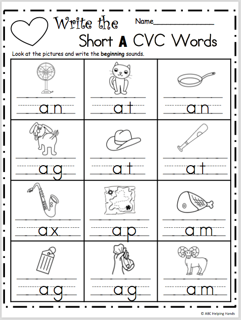 Cvc Writing Worksheet