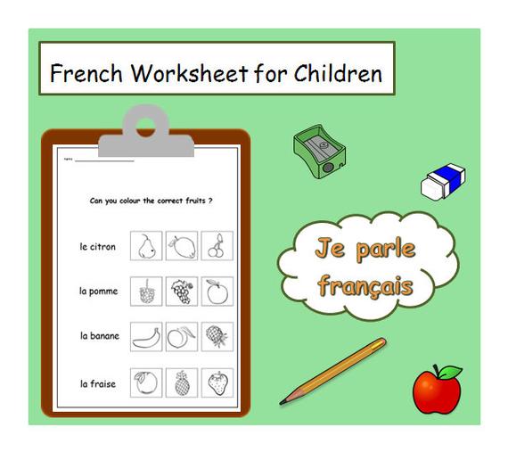 French For Kids Fruits Words Language Worksheet   Kids