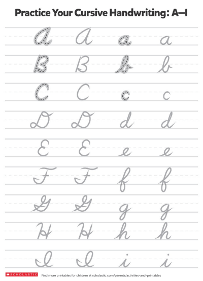 Writing Practice  Cursive Letters
