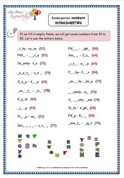 Kindergarten Fill In The Blanks Printable Worksheets