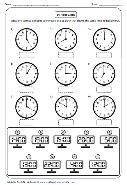 Maths Worksheets Time O Clock