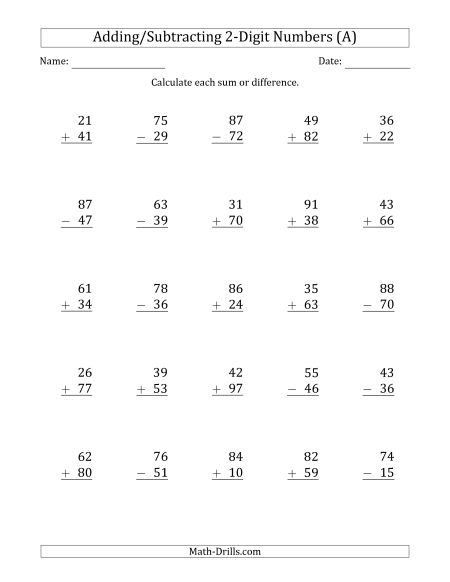 Mixed Addition And Subtraction Worksheets Free Printable Math