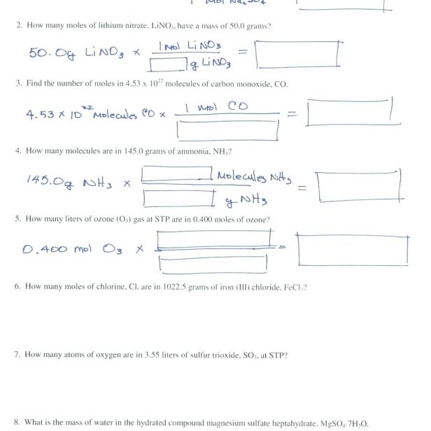 Worksheet  Mole Conversions Worksheet  Mole To M Conversion