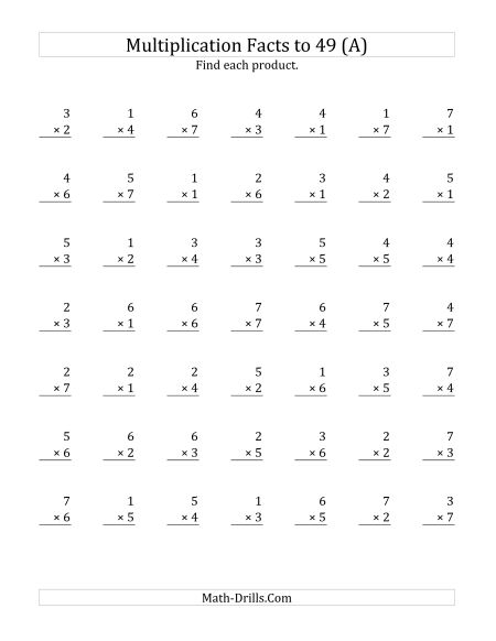 Multiplication Worksheets Timed