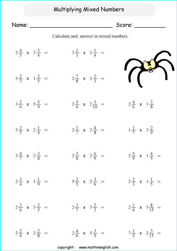 Multiply Mixed Numbers By Fractions And Give Your Answer In Mixed