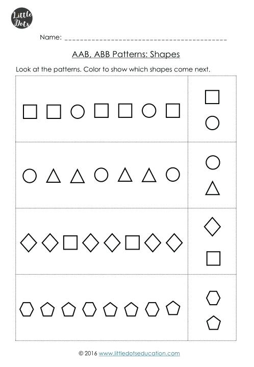 Patterns Worksheets For Kindergarten Abb Pattern Worksheets Abb