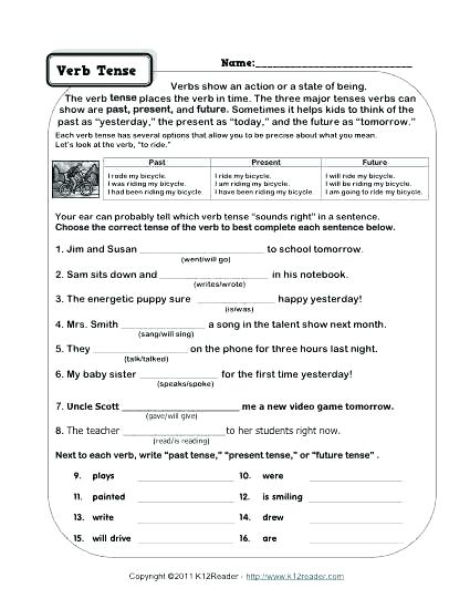 Perfect Verb Tense Worksheets 5th Grade Tenses Of Verbs Worksheets
