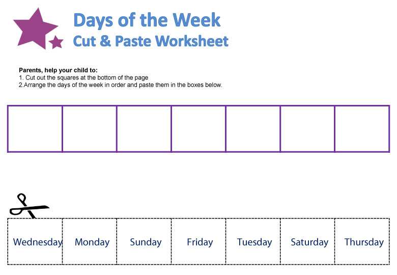 Preschool Days Of The Week Worksheets