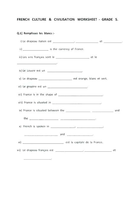 French Food Worksheets For Grade Vocabulary French Culture