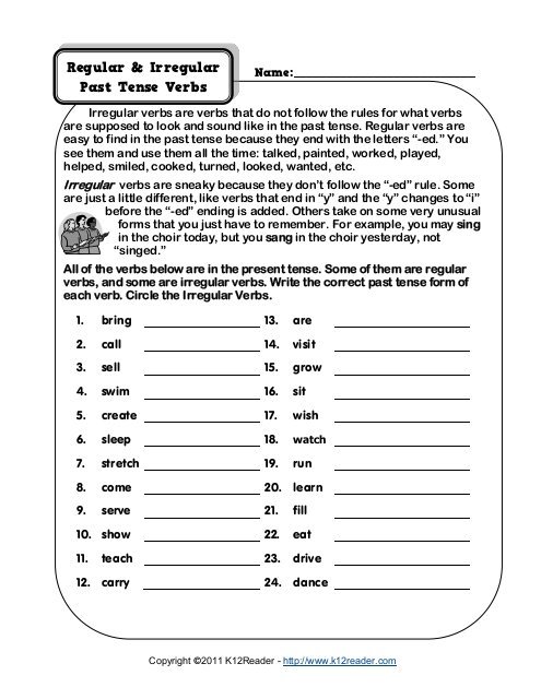 Regular And Irregular Verb Worksheet