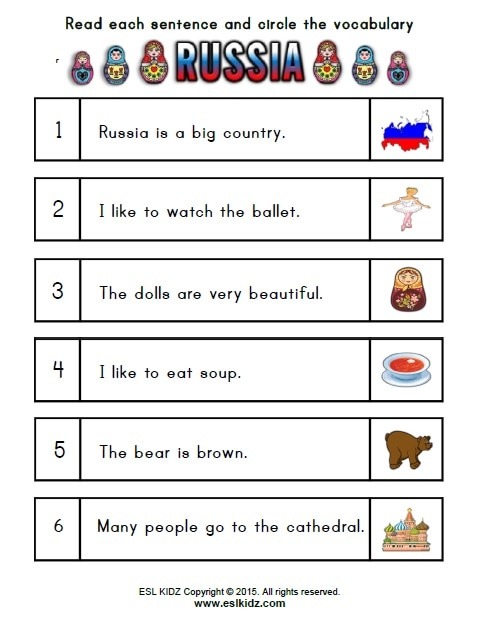 Russia Worksheets