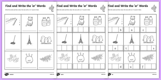 Find And Write The Er Words Differentiated Worksheet   Worksheet Pack