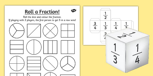 Year 2 Roll A Fraction Worksheet