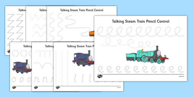 Talking Steam Train Themed Pencil Control Sheets