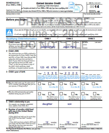 Schedule Eic Worksheet