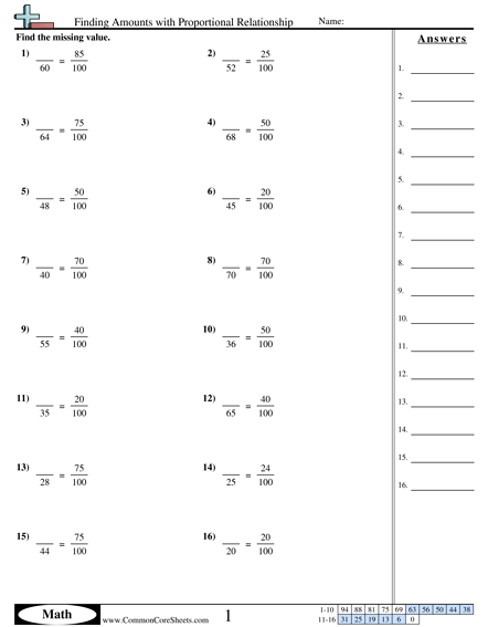 Percent Worksheets