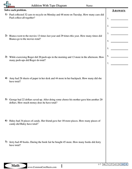 Tape Diagram Worksheets