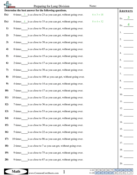 Division Worksheets