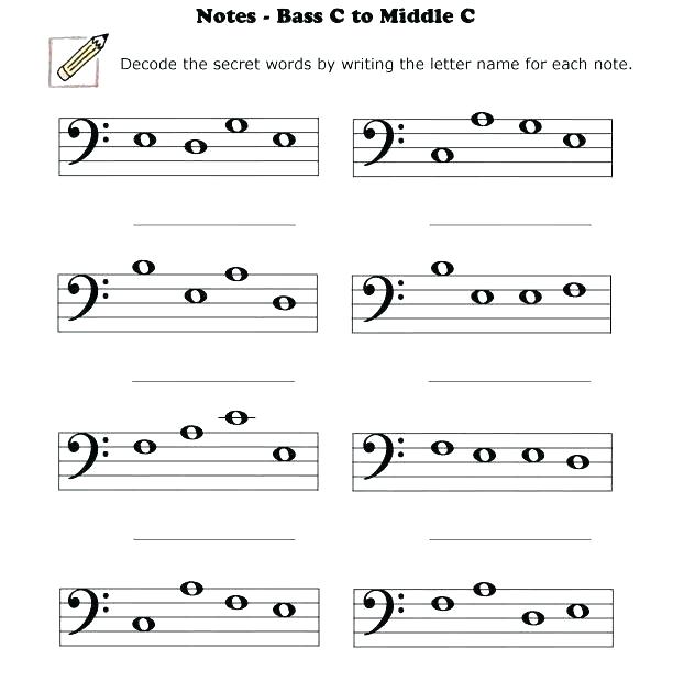 Tracing Music Notes Worksheets For Kids Treble Clef Notation