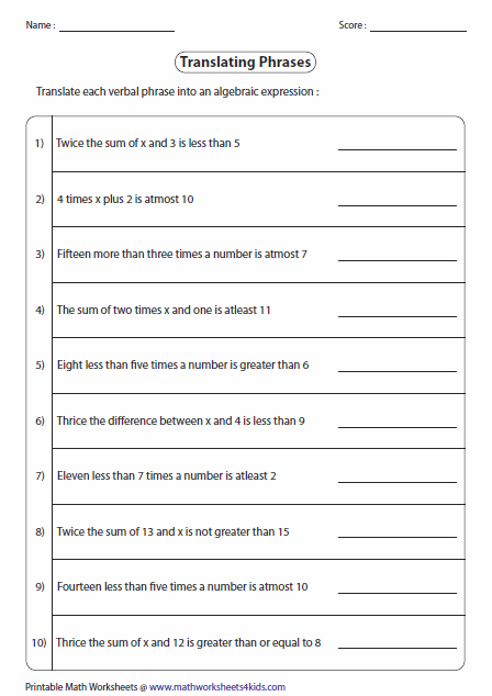 Two Step Inequalities Worksheets